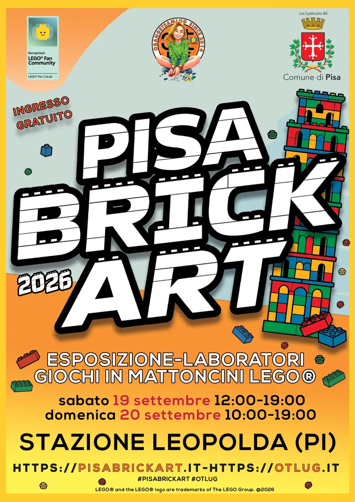 Manifesto Ufficiale PisaBrickArt 2026 alla Stazione Leopolda