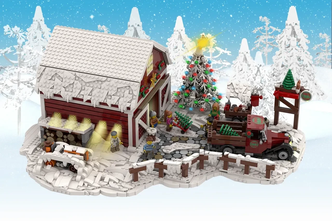 TA&TA RED BARN WINTER TREE SHOP. by TaeTa bricks